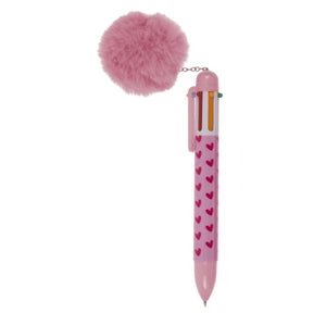 Herzen Kugelschreiber Stift Pom Pom Kuli mit 6-farbigen Minen