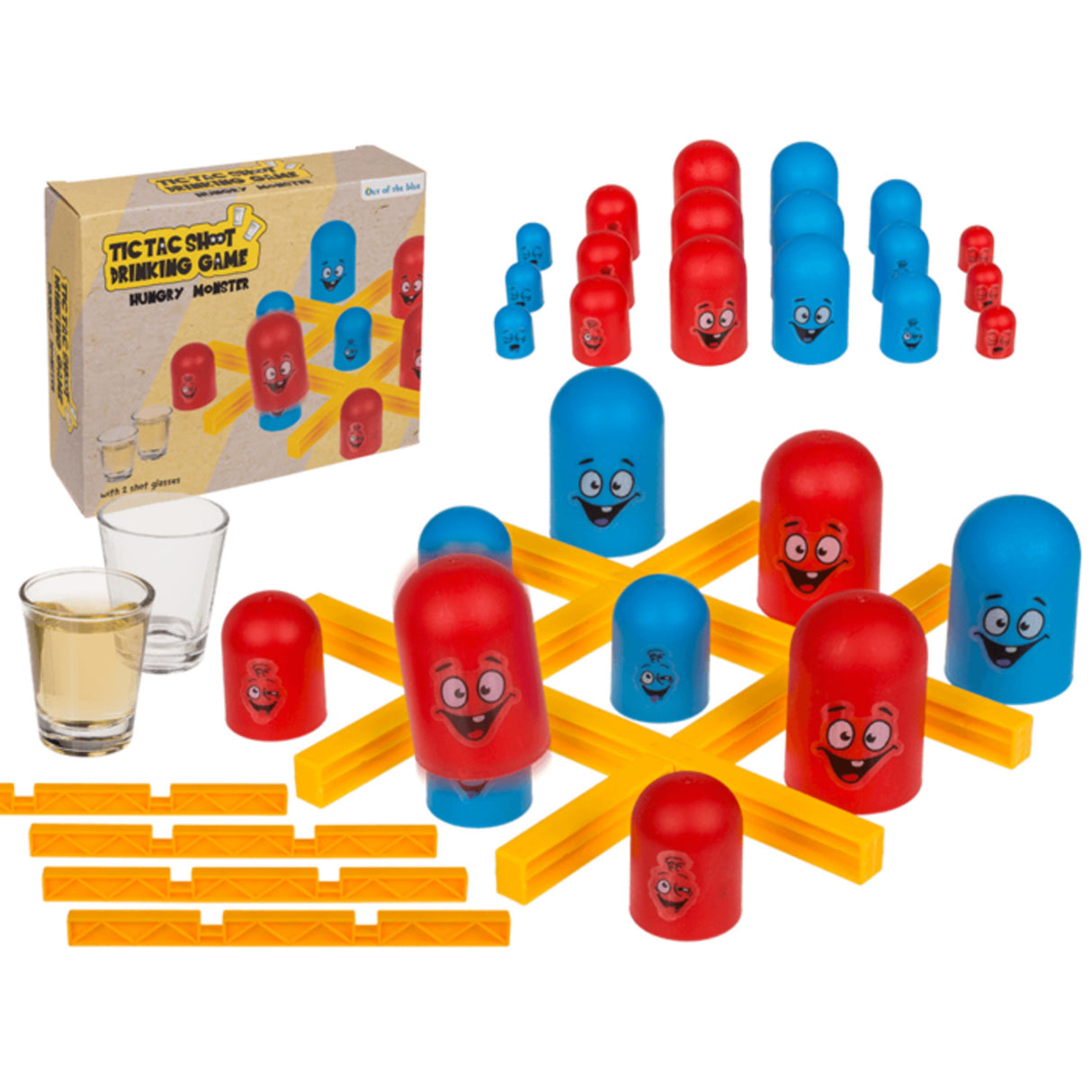 Tic Tac Toe Trinkspiel Partyspiel mit 2 Shotgläsern