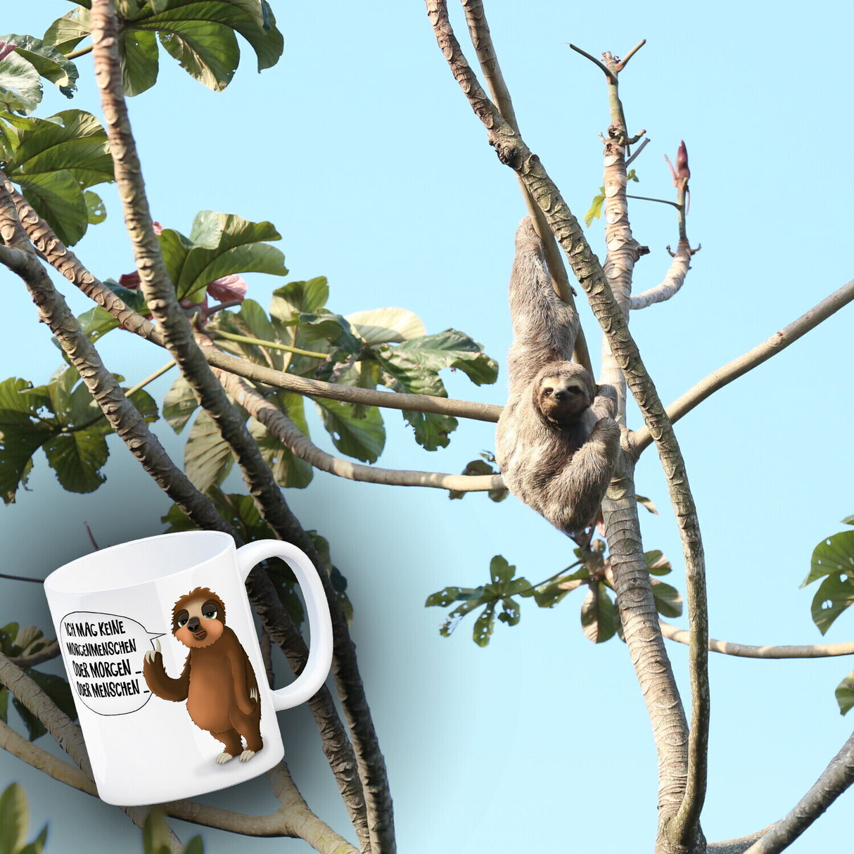 Ich mag keine Morgenmenschen Faultier Kaffeebecher