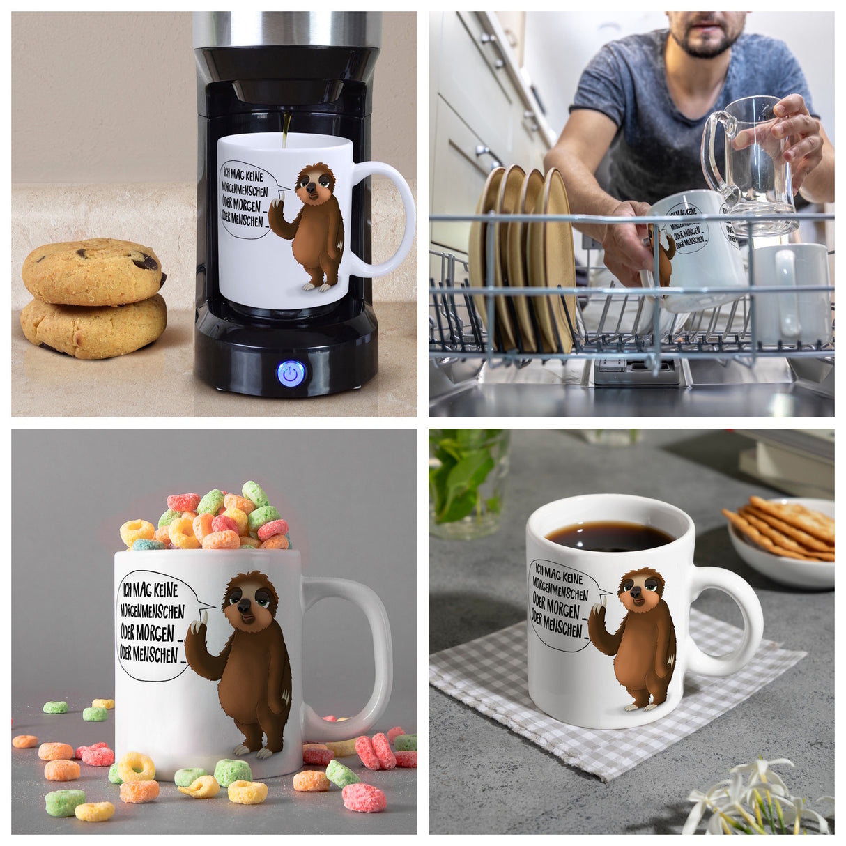 Ich mag keine Morgenmenschen Faultier Kaffeebecher