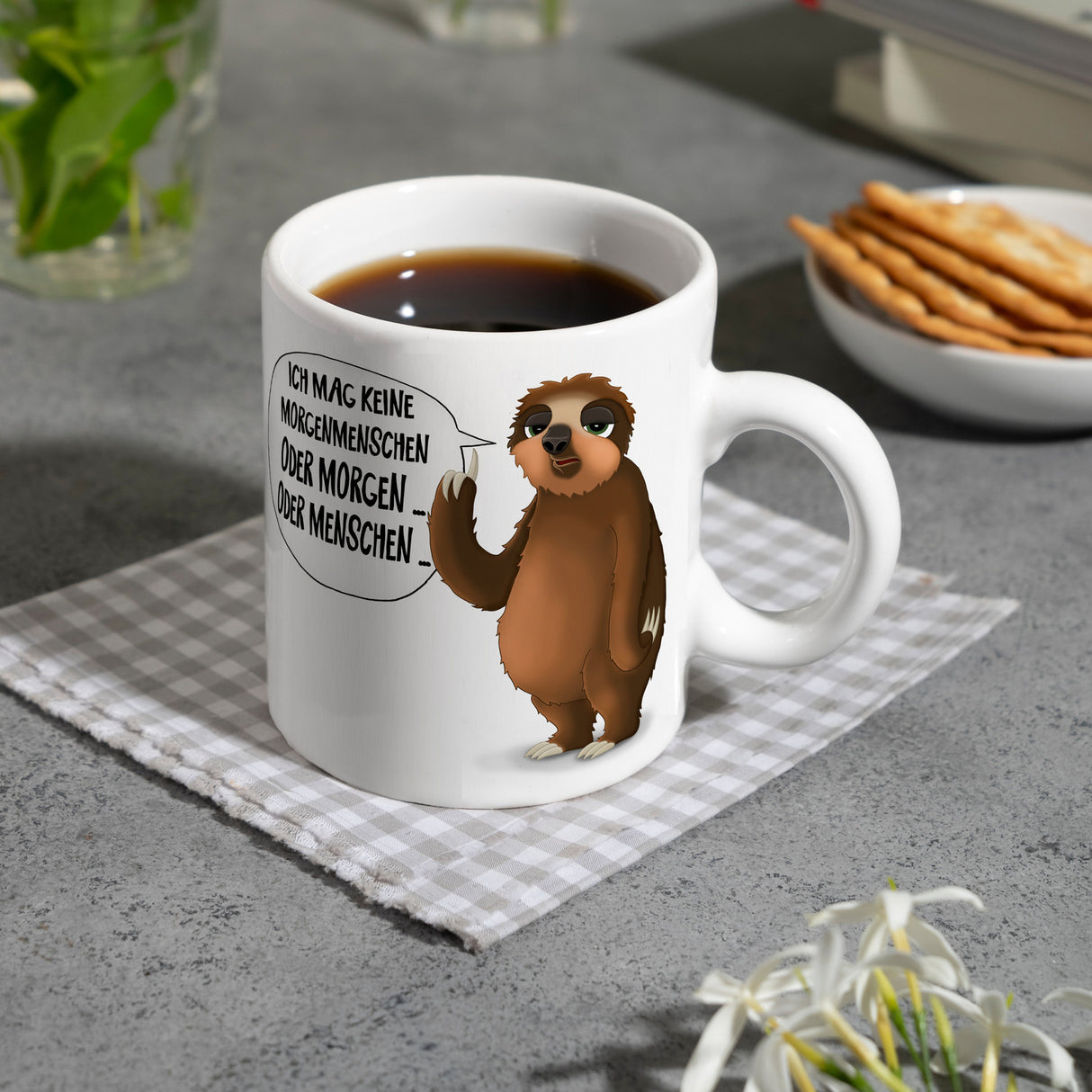 Ich mag keine Morgenmenschen Faultier Kaffeebecher