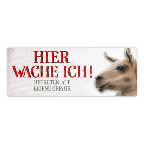 Metallschild mit Lama Motiv und Spruch: Betreten auf eigene Gefahr ...