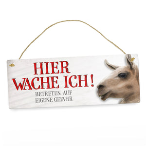 Metallschild mit Lama Motiv und Spruch: Betreten auf eigene Gefahr ...