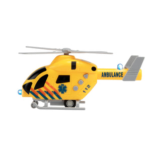 Rettungshubschrauber Modellfahrzeug mit Friktionsmotor, Licht und Ton