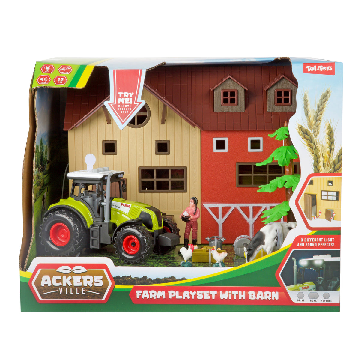 Bauernhof Spielzeug Set mit Scheune und Traktor - 12tlg