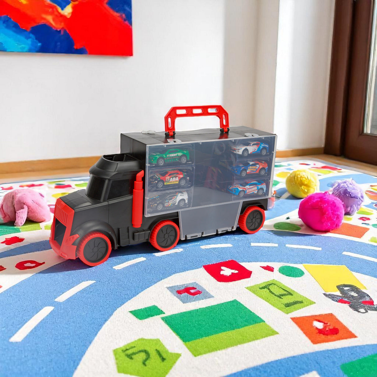 Autotransporter Koffer mit 6 Rennwagen - Spielzeugauto-Set
