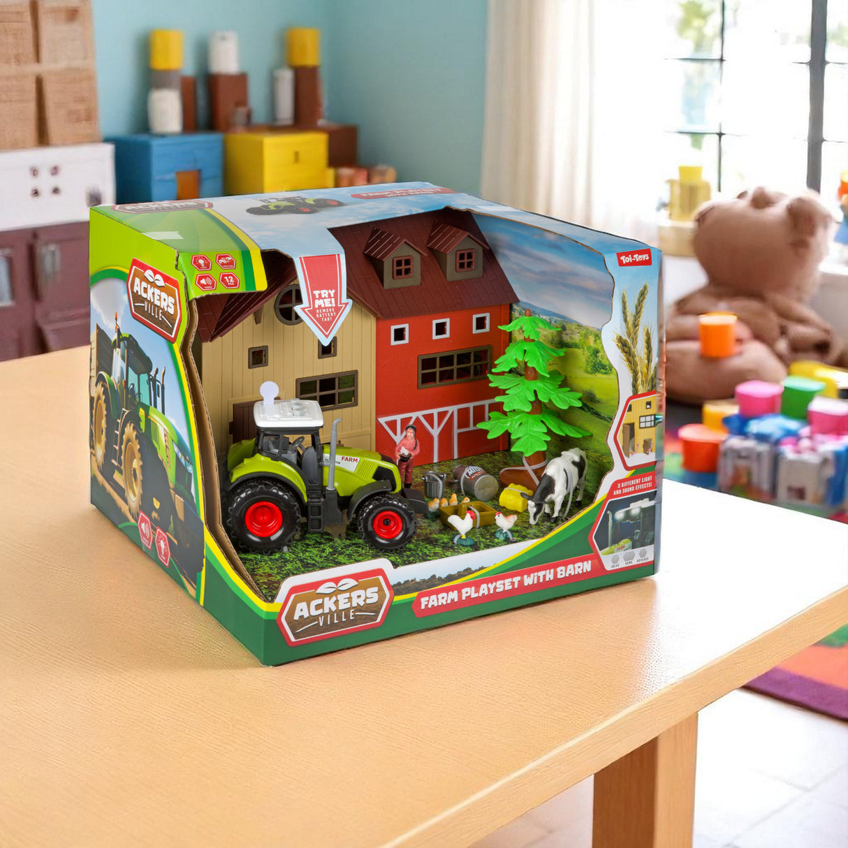Bauernhof Spielzeug Set mit Scheune und Traktor - 12tlg