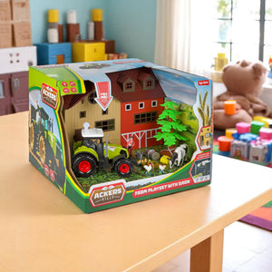 Bauernhof Spielzeug Set mit Scheune und Traktor - 12tlg