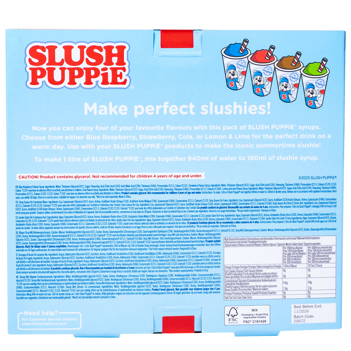 SLUSH PUPPiE Slush Sirup Starter Set mit Vier Geschmacksrichtungen im 4er Set
