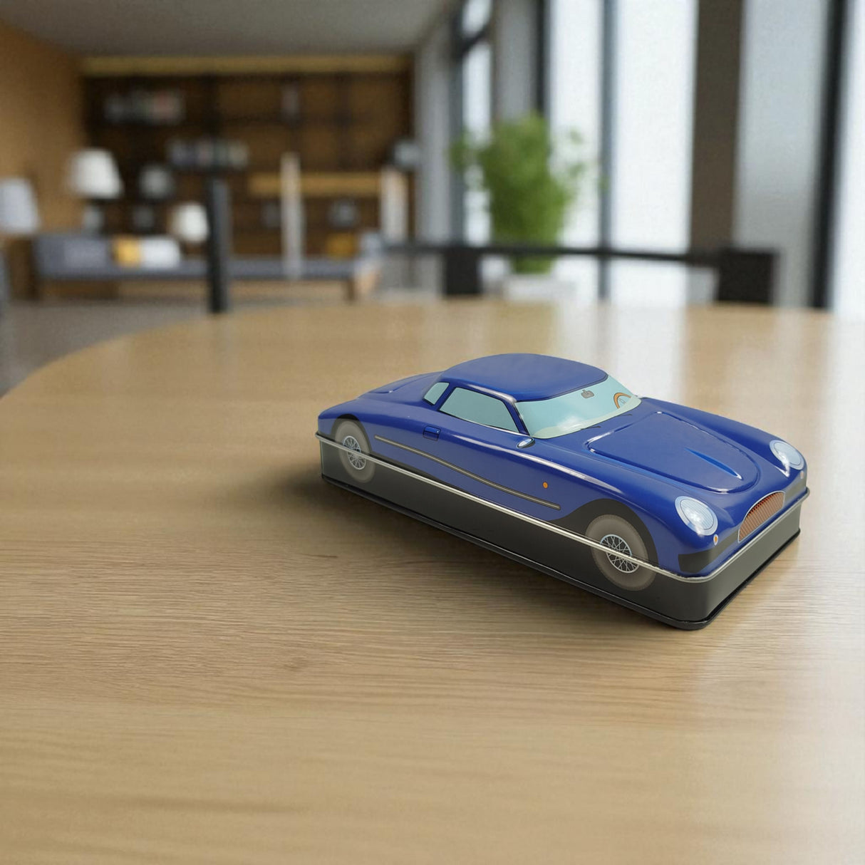 Retro Oldtimer Auto Metalldose in blau