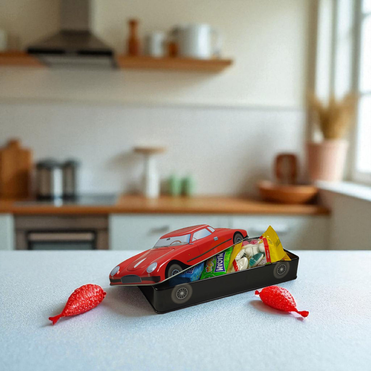 Retro Oldtimer Auto Metalldose in rot