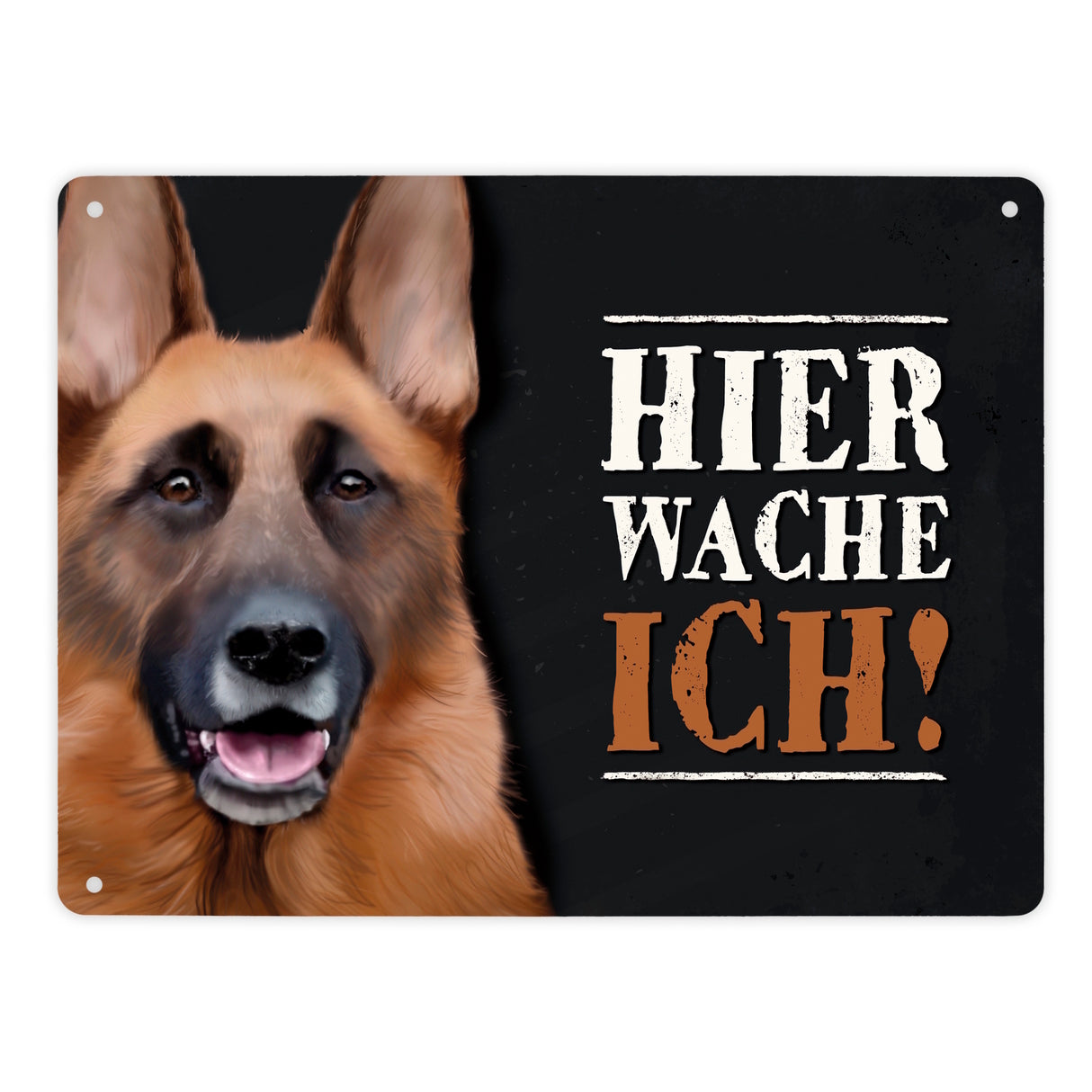 Hier wache ich! Schäferhund Metallschild