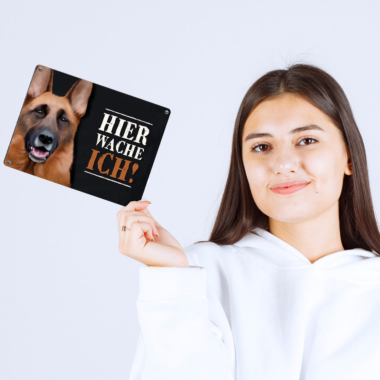 Hier wache ich! Schäferhund Metallschild