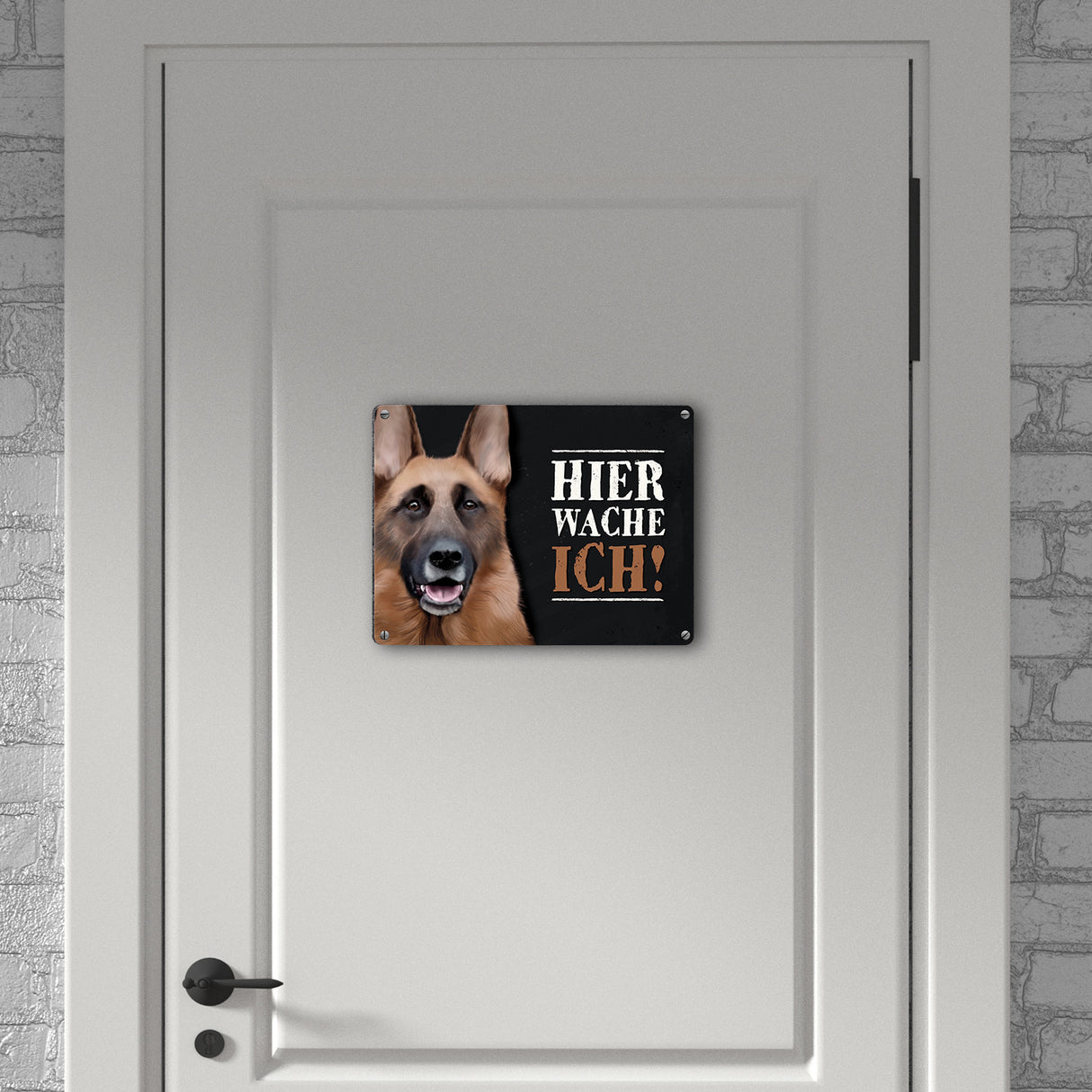 Hier wache ich! Schäferhund Metallschild