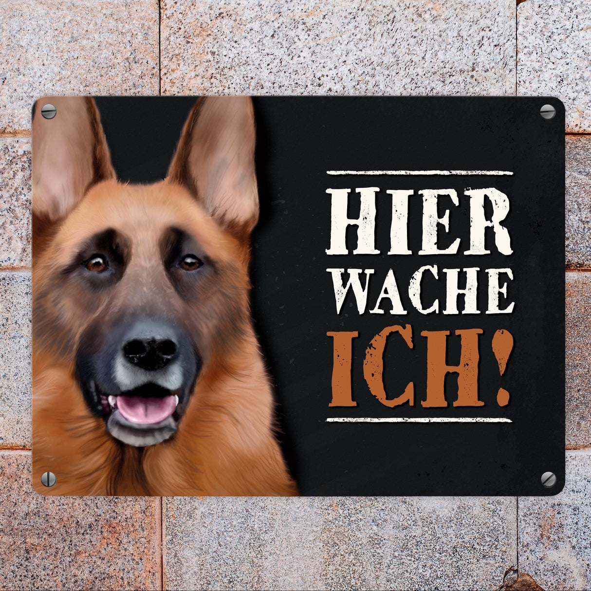 Hier wache ich! Schäferhund Metallschild