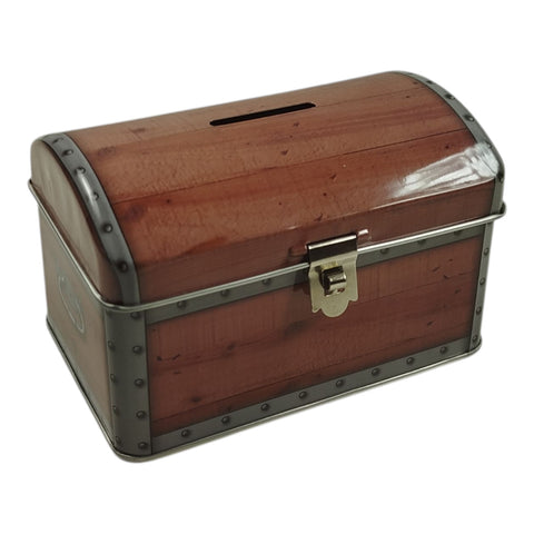 Schatztruhe Spardose aus Metall mit Schloss und Schlüssel