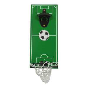 Fußball Flaschenöffner auf Holzbrett