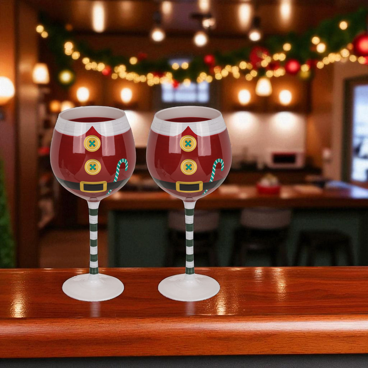 Weihnachten Weingläser im 2er Set - Santa Kostüm Weinglas