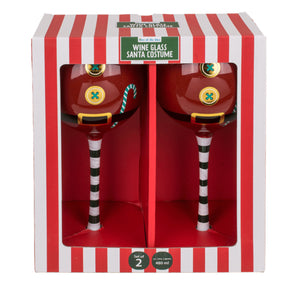 Weihnachten Weingläser im 2er Set - Santa Kostüm Weinglas