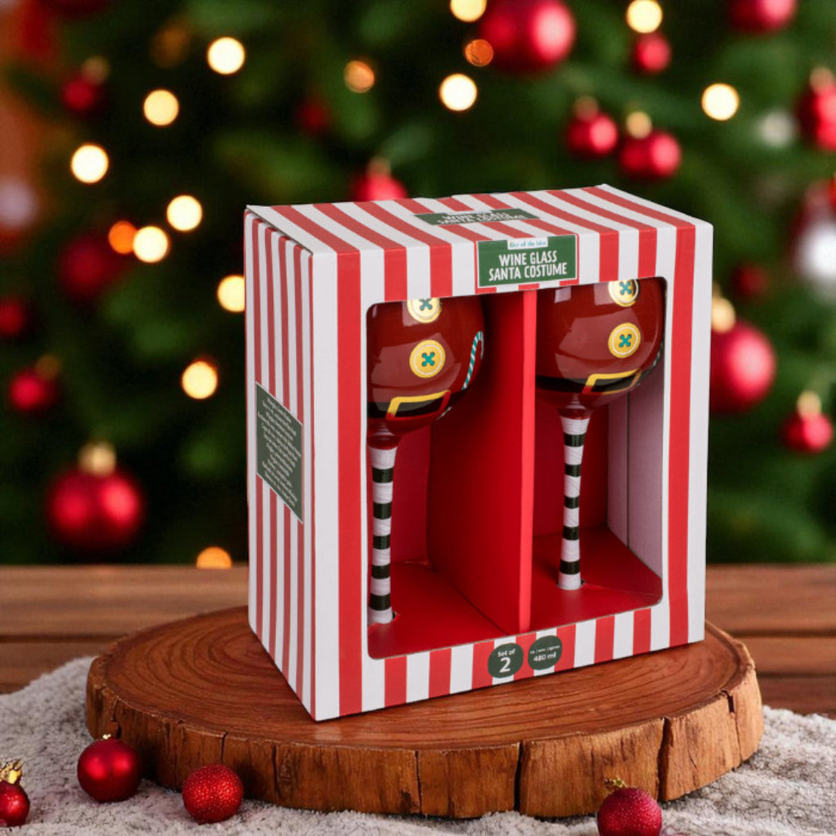 Weihnachten Weingläser im 2er Set - Santa Kostüm Weinglas