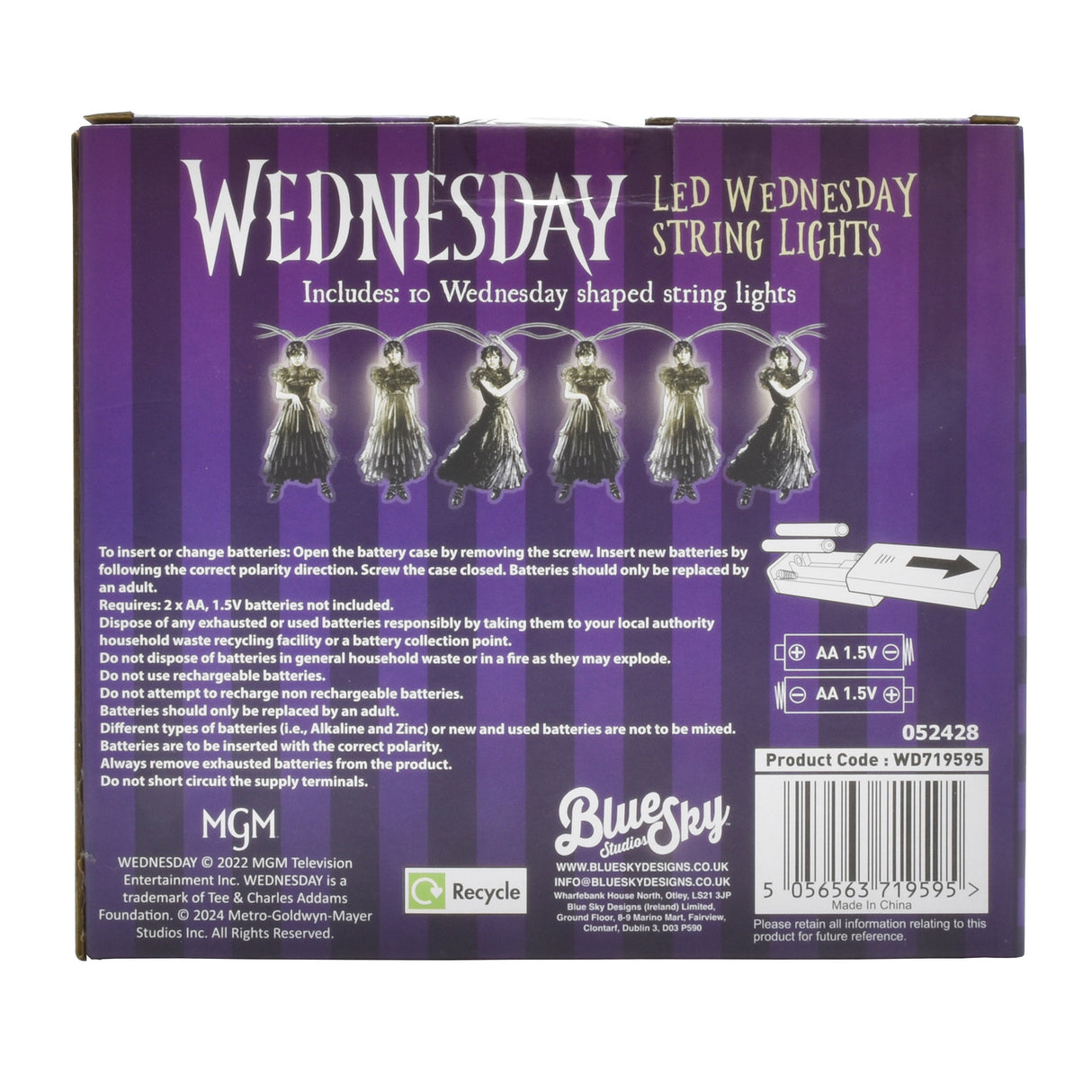 Wednesday Addams Lichterkette mit 10 Elementen