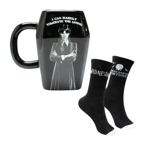 Wednesday Addams Socken und Tasse Geschenkset