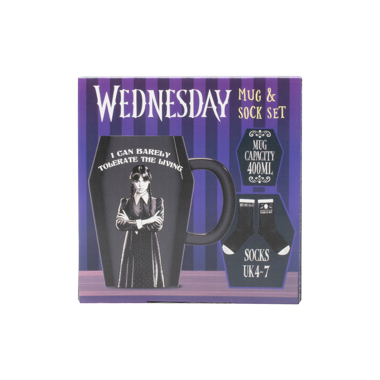Wednesday Addams Socken und Tasse Geschenkset