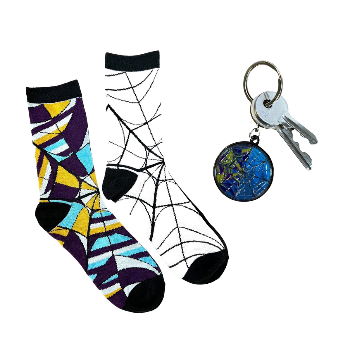 Wednesday Addams Socken und Schlüsselanhänger Geschenkset