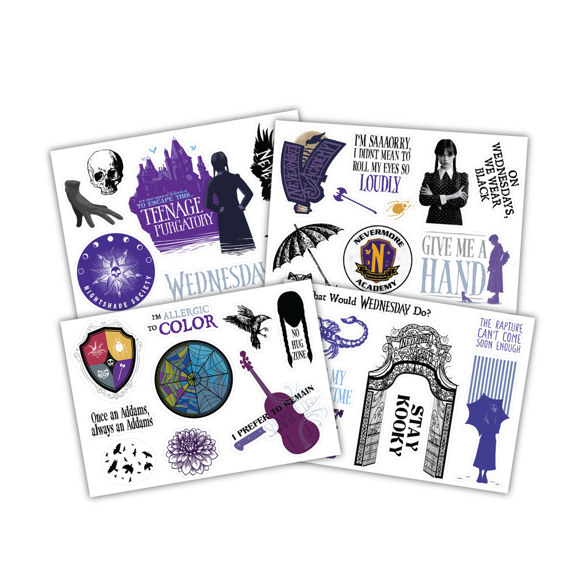 Kaufe jetzt dein düsteres Wednesday Addams Sticker Set! – trendaffe.de