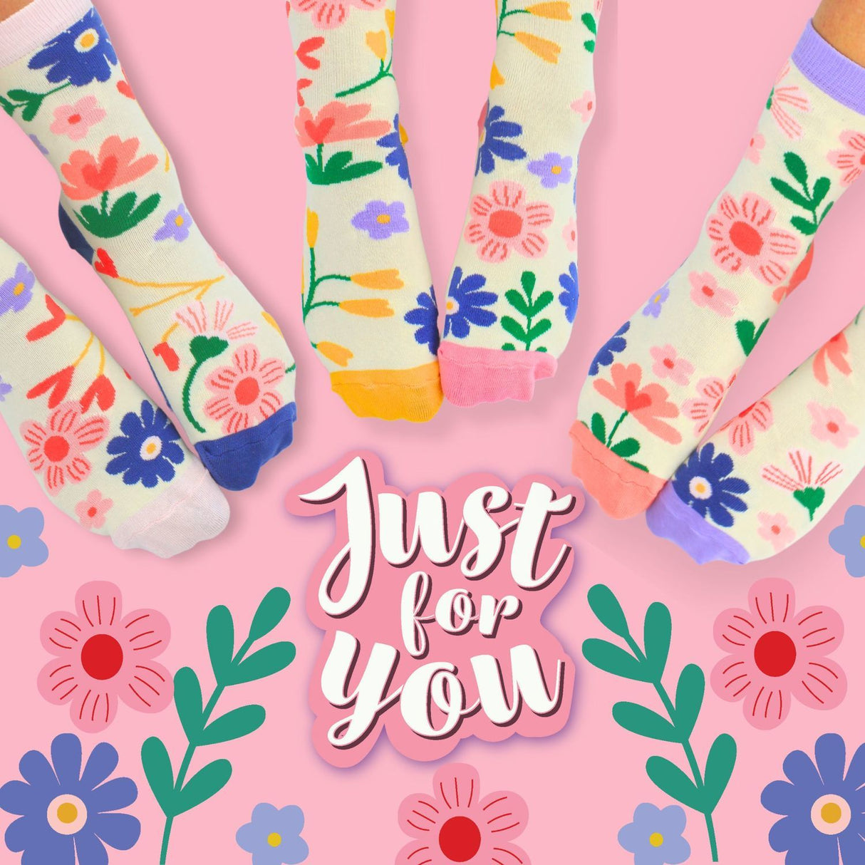 Just for you Blumen Oddsocks Socken in 37-42 im 6er Set