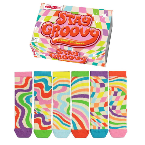 Stay Groovy Disco Oddsocks Socken in 37-42 im 6er Set