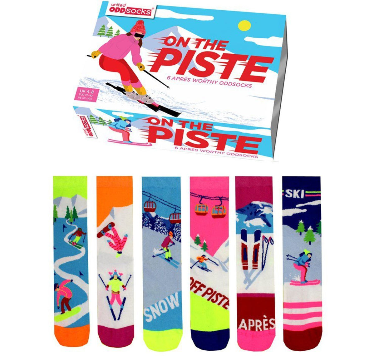On the Piste Ski Oddsocks Socken in 37-42 im 6er Set
