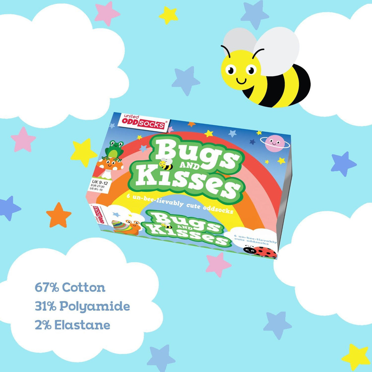 Bugs and Kisses Käfer Oddsocks Socken in 27-30 im 6er Set