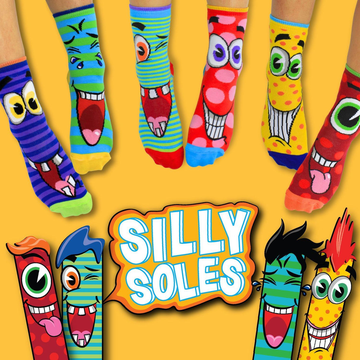 Verrückte Grimassen Silly Soles Oddsocks Socken in 30,5-38,5 im 6er Set