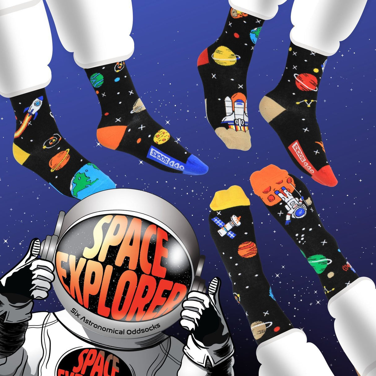Space Explorer Weltraum Socken in 30,5-38,5 im 6er Set