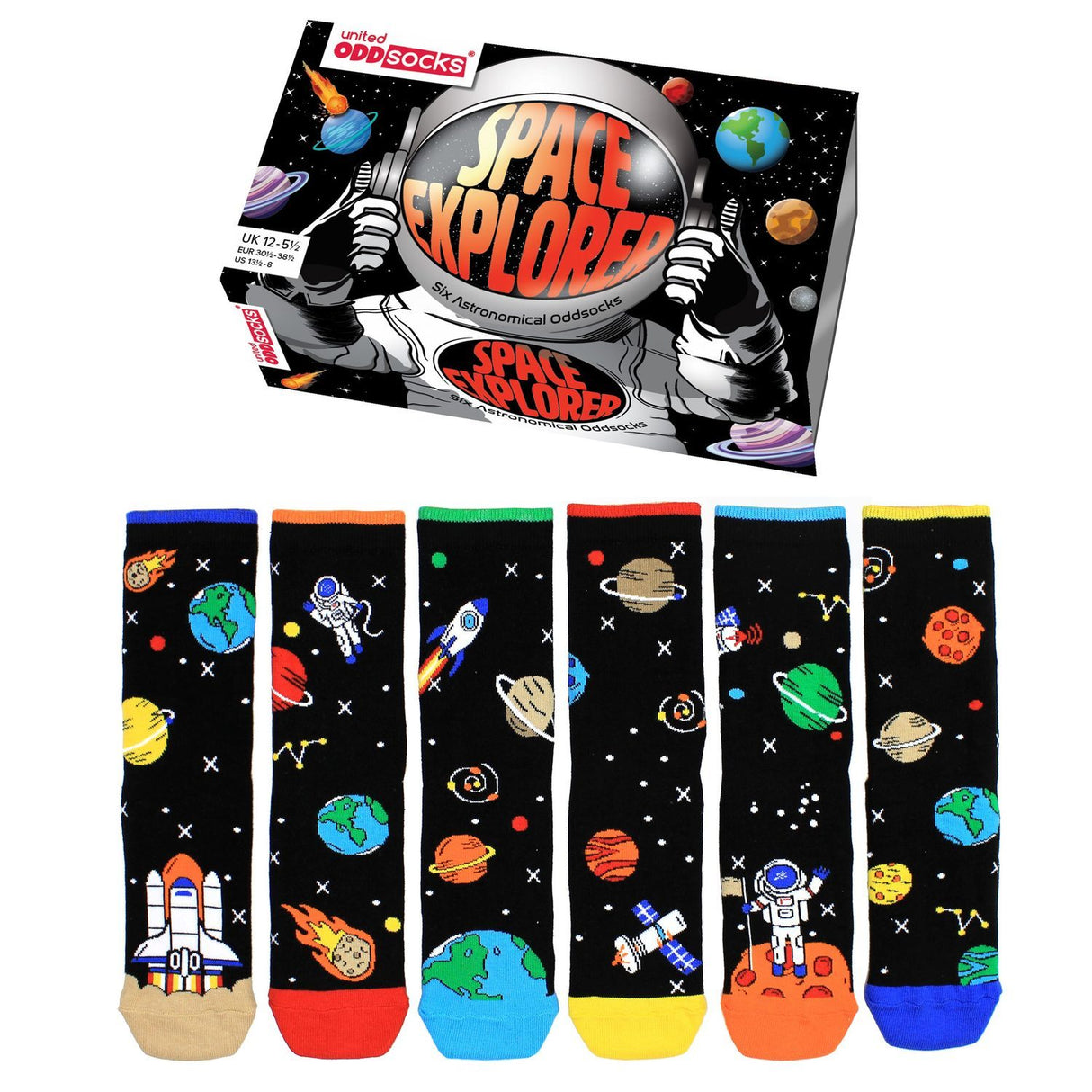Space Explorer Weltraum Socken in 30,5-38,5 im 6er Set