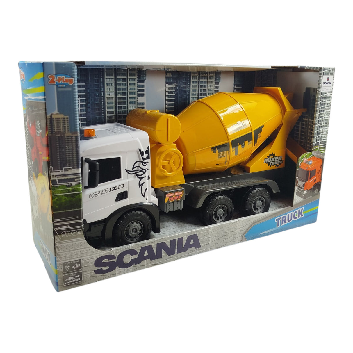 Scania LKW-Betonmischer Spielzeug mit Friktionsmotor, Licht und Sound
