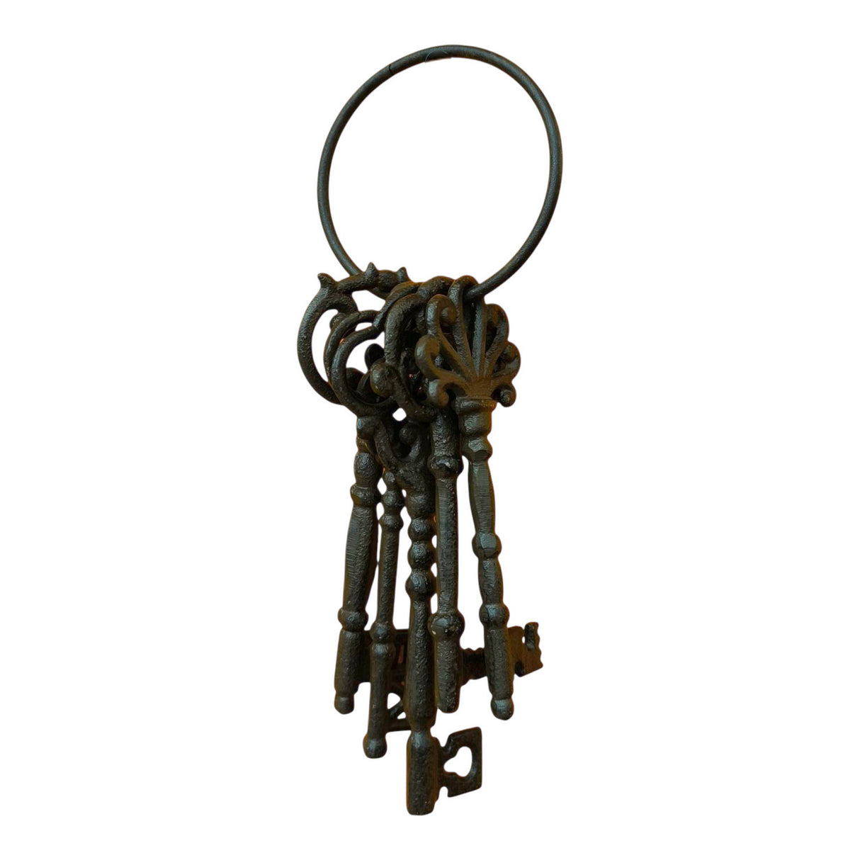 Vintage Schlüsselbund Dekoartikel aus Gusseisen mit 5 Schlüsseln