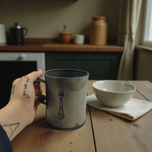 Besteckkorb im Tassen Look aus Zink mit drei Fächern