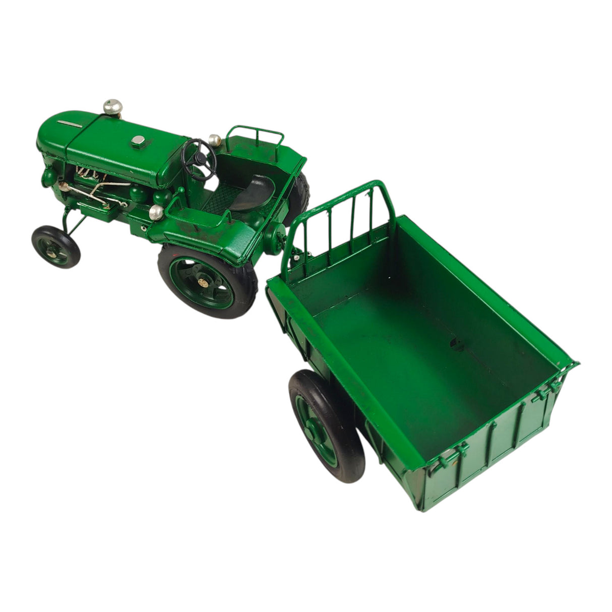 Traktor mit Anhänger Dekoartikel aus Metall in grün
