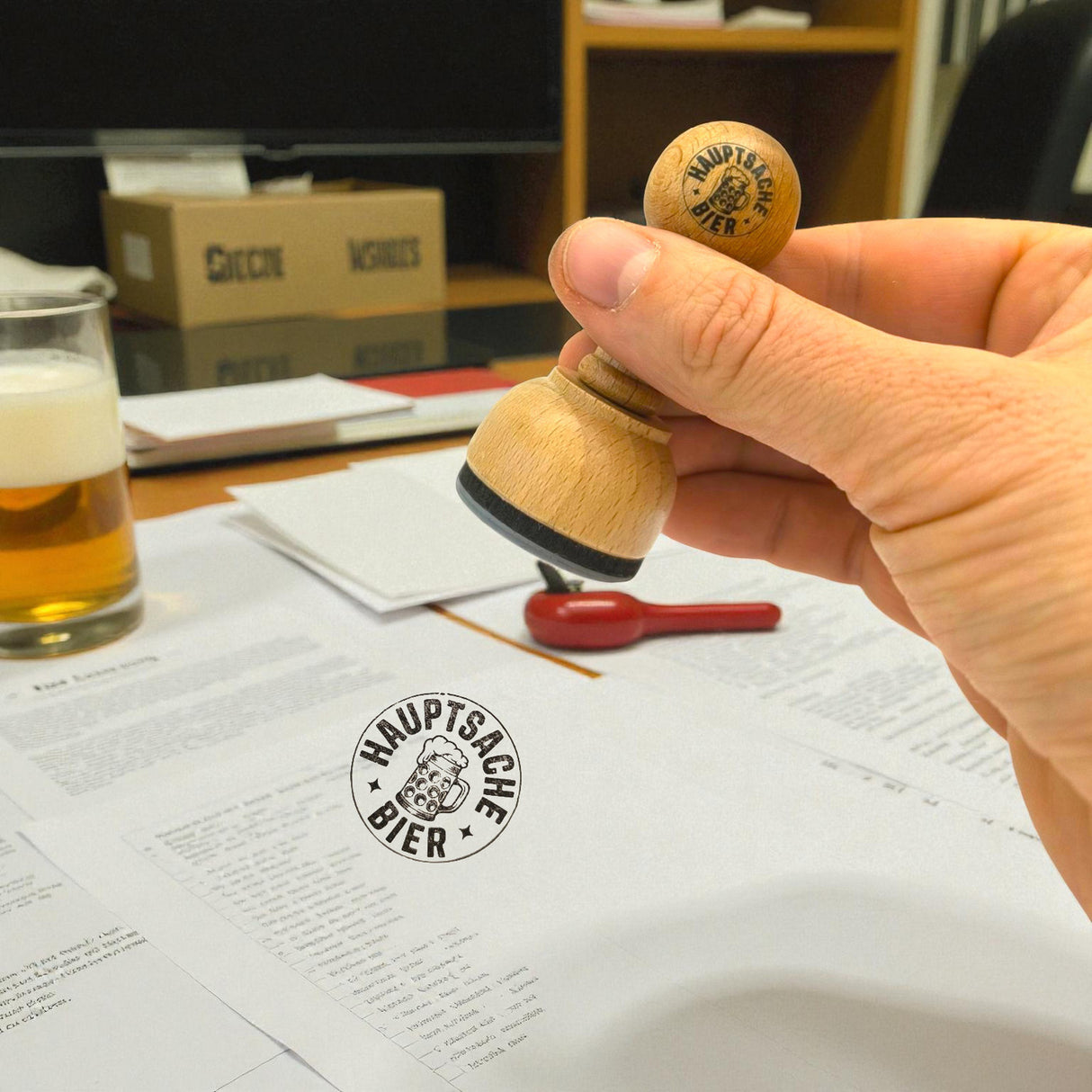 Hauptsache Bier Holzstempel