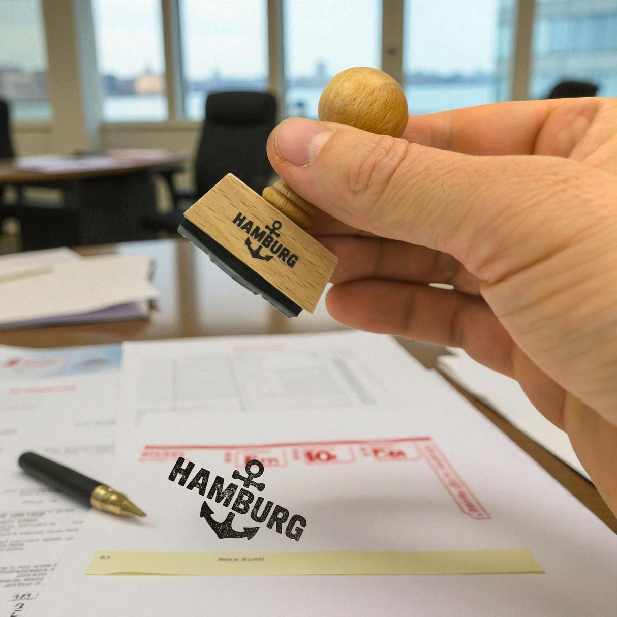Hamburg Holzstempel mit Anker