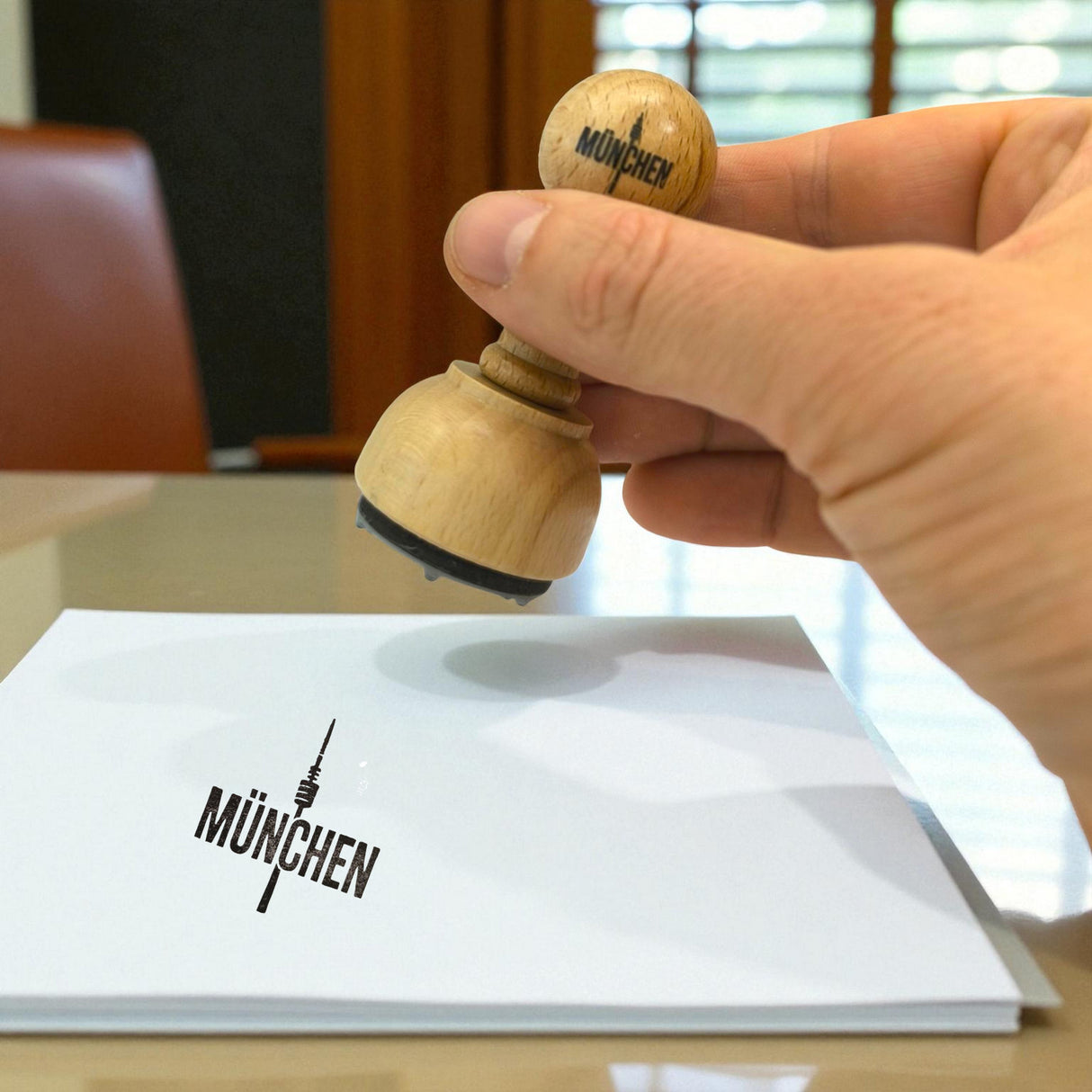 München Holzstempel mit Olympiaturm