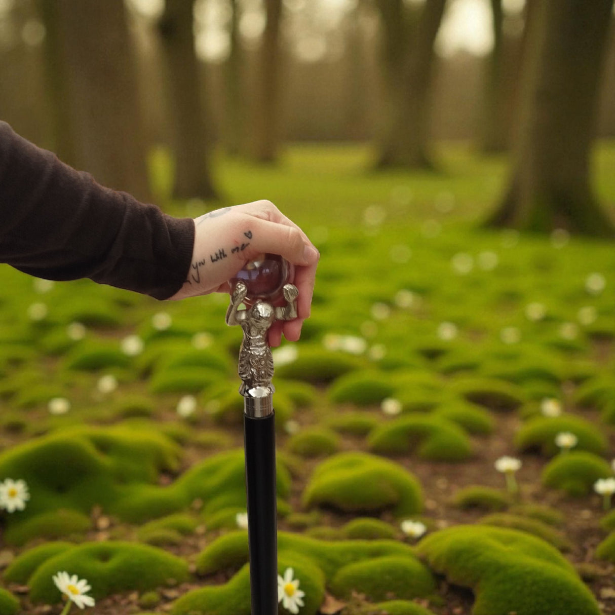 Last der Welt Spazierstock aus Holz mit silbernem Griff aus Metall