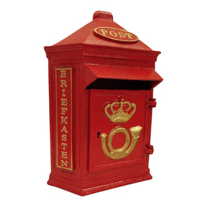 Retro Post Box Briefkasten aus Metall in rot