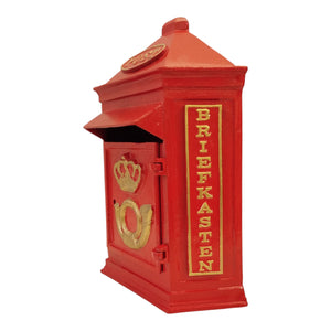 Retro Post Box Briefkasten aus Metall in rot