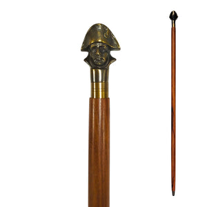 Napoleon Bonaparte Spazierstock aus Holz mit goldenem Griff aus Metall