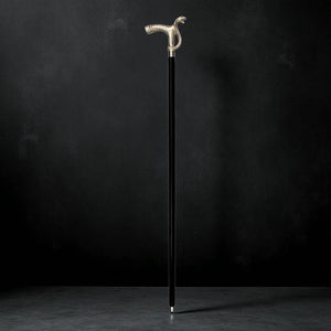 Schlange Spazierstock aus Holz mit silbernem Griff aus Metall