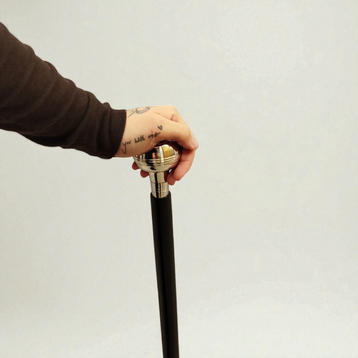 Anker Spazierstock aus Holz mit silbernem Griff aus Metall