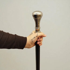 Rankenknauf Spazierstock aus Holz mit silbernem Griff aus Metall